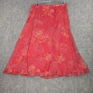 Sag Harbor Floral Layered Ruffle Skirt Red Orange 100% Polyester Lined Size 8